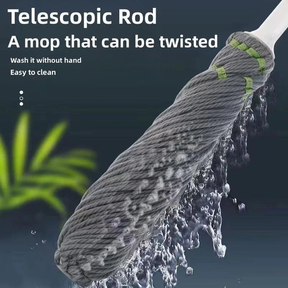 TwistEase™ Self-Twisting Water Rotating Mop | Hands-Free Drying, Reusable Microfiber Pad 🌱