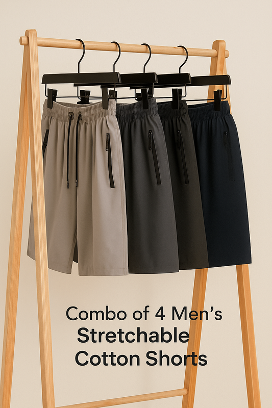 Combo of 4 Men's Stretchable Cotton Shorts (Multicolor)
