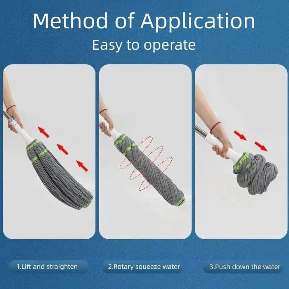 TwistEase™ Self-Twisting  Water Rotating Mop | Hands-Free Drying, Reusable Microfiber Pad 🌱