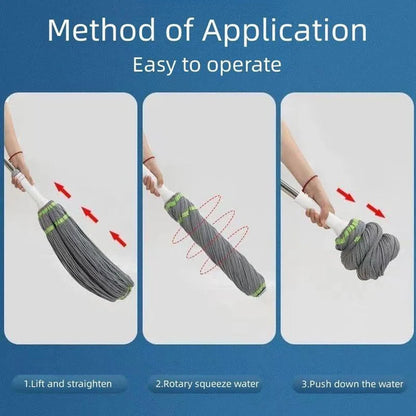 TwistEase™ Self-Twisting  Water Rotating Mop | Hands-Free Drying, Reusable Microfiber Pad 🌱
